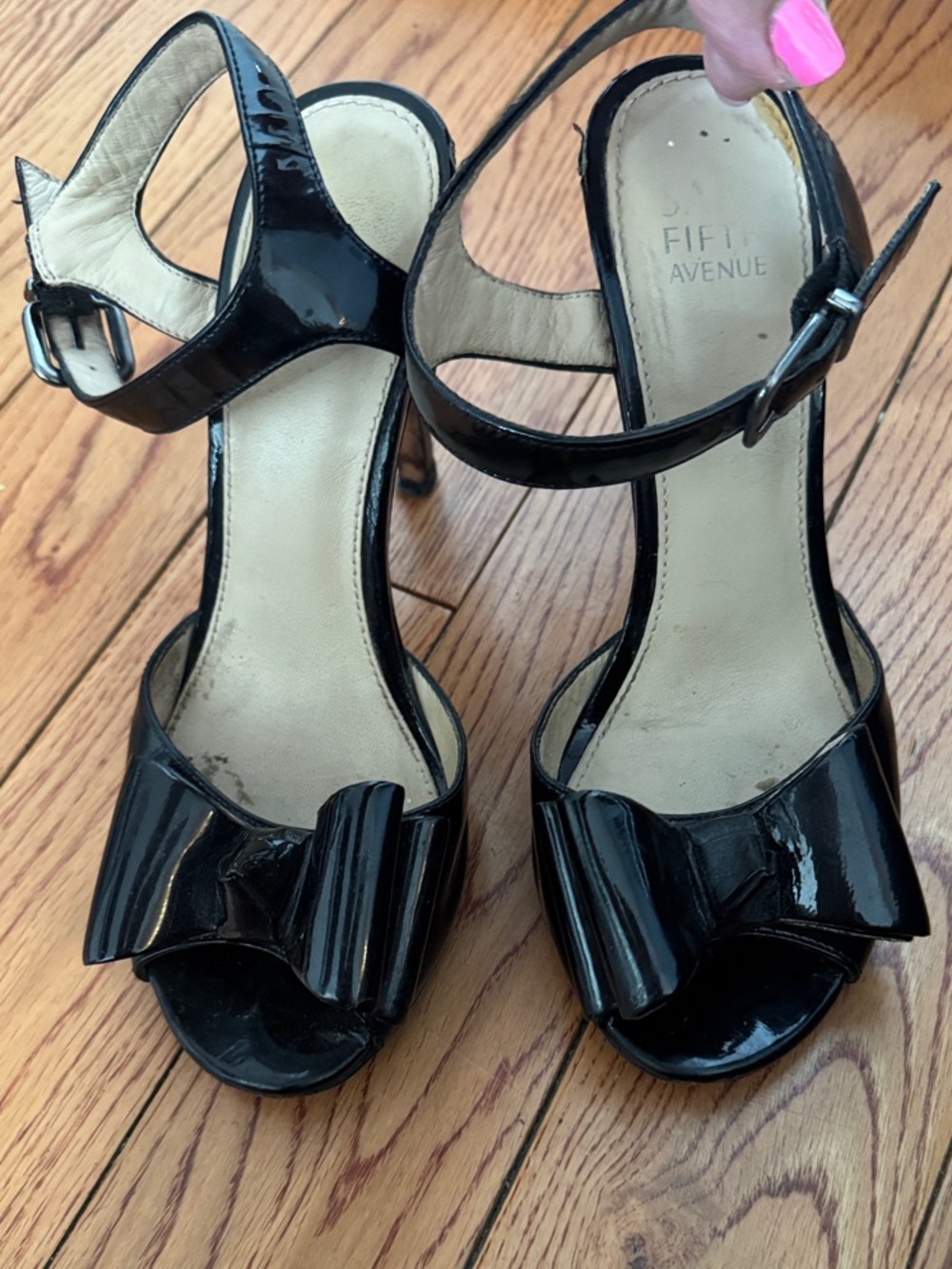 Vintage patened leather Saks 5 Avenue high heel sandals
